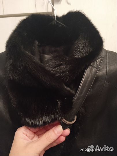 Куртка нат. кожа с норкой р. 46