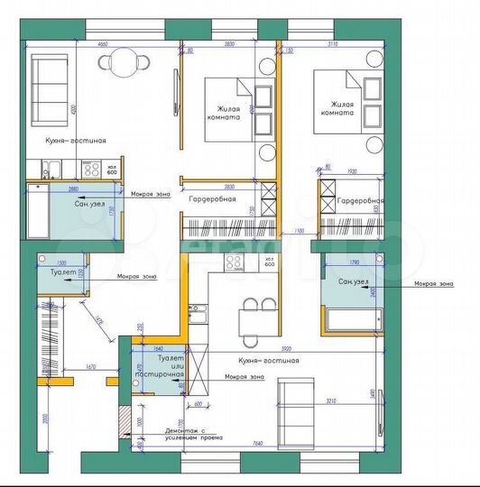 4-к. квартира, 126,4 м², 1/5 эт.