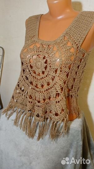 Топ в стиле бохо с бахромой ручная работа