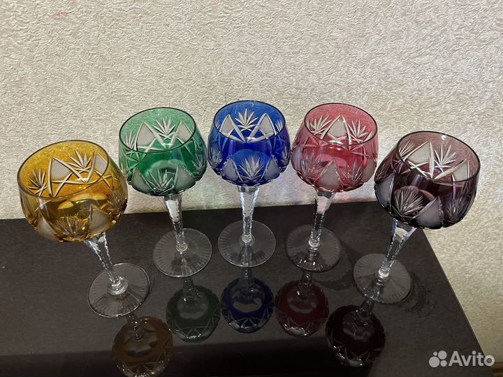 Фужеры цветной хрусталь СССР винтаж