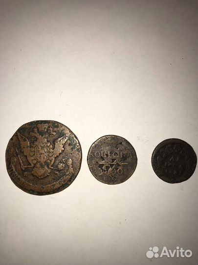 5 копеек 1759 1 копейка 1800 Деньга 1733 Лот #5
