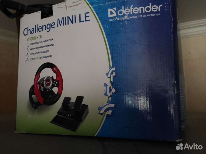 Игровой руль с педалями для пк (красного цвета)