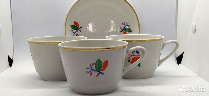 Чайная пара+ 2 чашки. фарфор, полонное СССР
