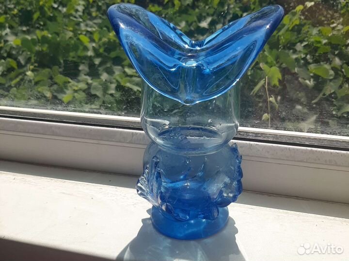 Ваза синее стекло