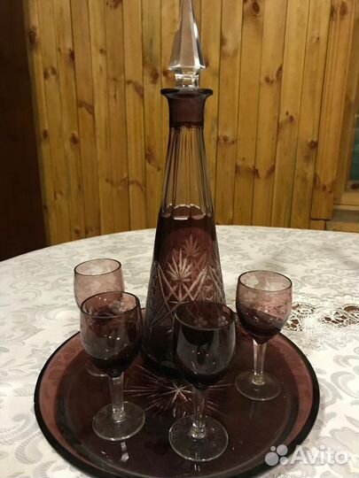 Штоф Графин Кувшин Марганец хрусталь Алмазная