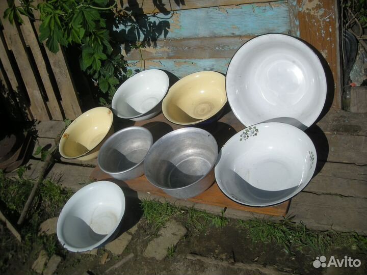 Тазы эмалированные алюминиевые СССР цедилка