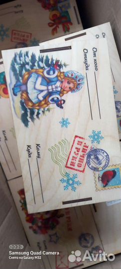 Новогодняя подарочная деревянная коробка