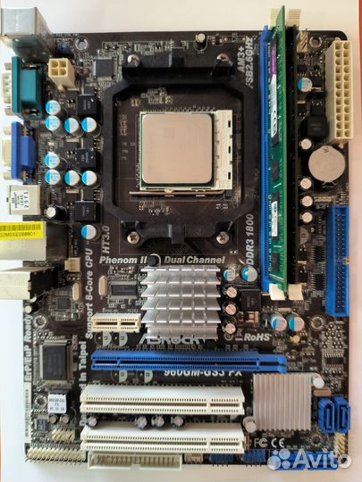 Материнская плата am3+ с процессором и памятью