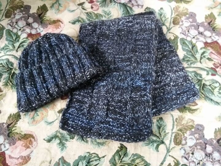 Шапка+шарф вязаные теплые, комплекты