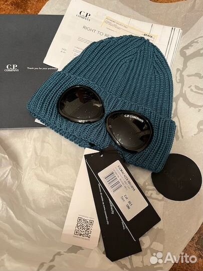 C.P. Company Merino Wool Goggle Beanie шапка синяя