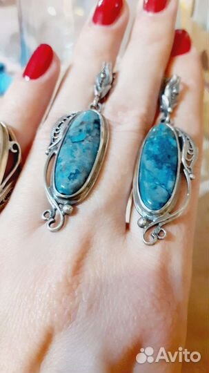 Комплекты серебро,перламутр,хризоколла