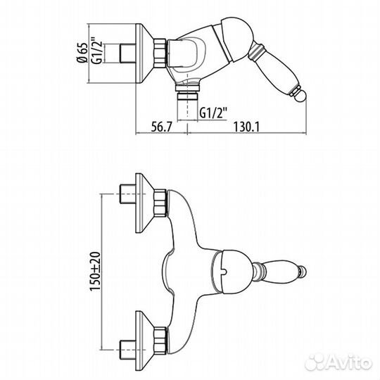 Gattoni Orta Смеситель для душа, с белой ручкой