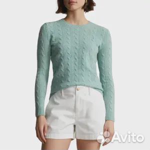 Шерстяно-кашемировый свитер вязания косами Polo Ra