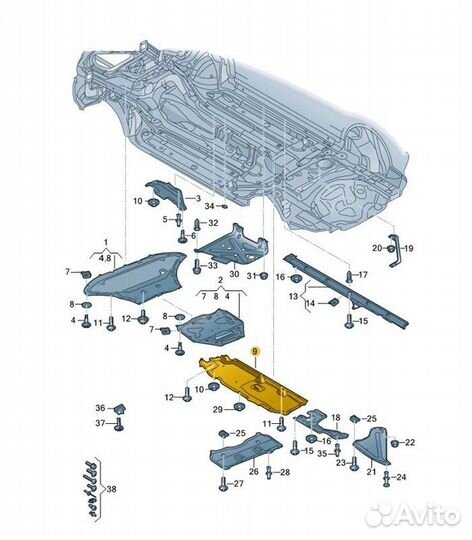 Защита днища левая Audi Q7 4MB CVM002222 2015