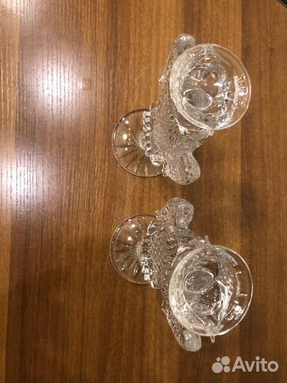Подсвечник 2 шт. Сова хрусталь СССР