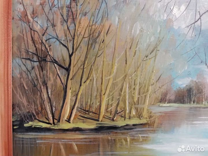 Картина маслом. Пейзаж. Весна. Разлив
