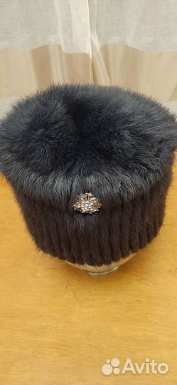 Шапка норковая вязаная женская