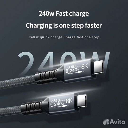 Кабель Thunderbolt 4/USB 4, 40 Гбит/с, 240Вт, 1м