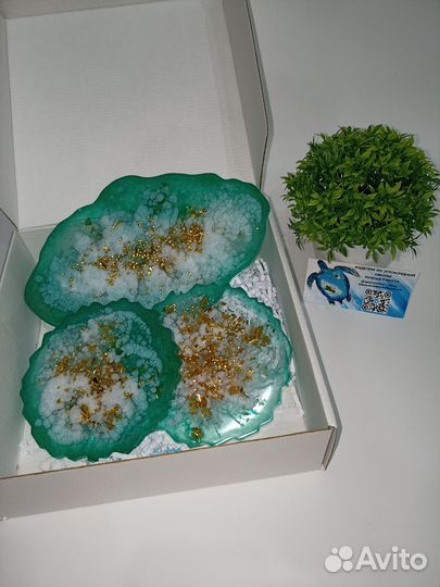 Поднос из эпоксидной смолы и подставка