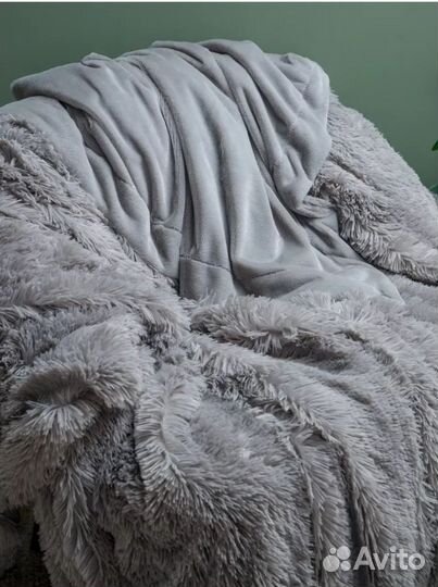 Плед евро 200*220см пушистое покрывало на диван