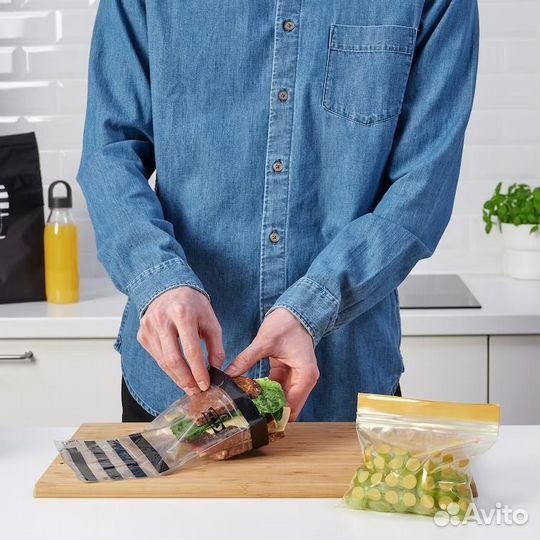 Пакет закрывающийся, черный/желтый, 60 шт икеа