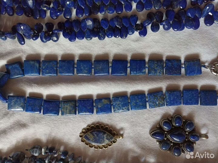 Украшения из малахита и лазурита