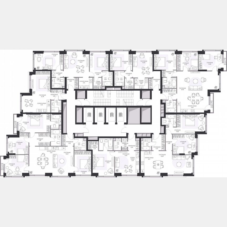 2-к. квартира, 68,6 м², 40/41 эт.