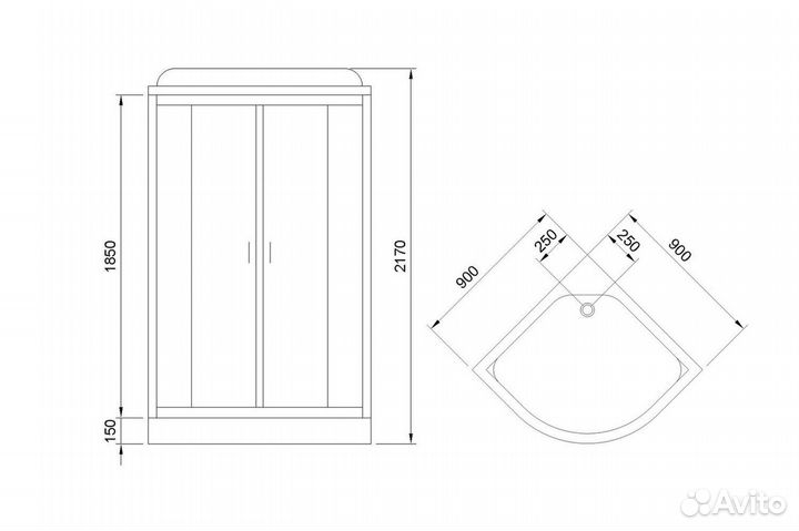 Душевая кабина Royal Bath RB90HK2-T-CH-EL 90x90 пр