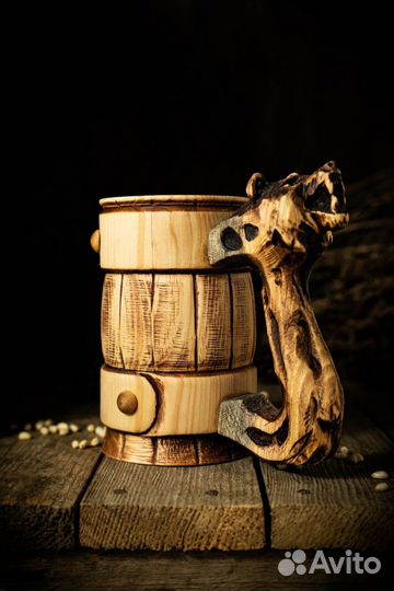 Кружка пивная деревянная. Новая
