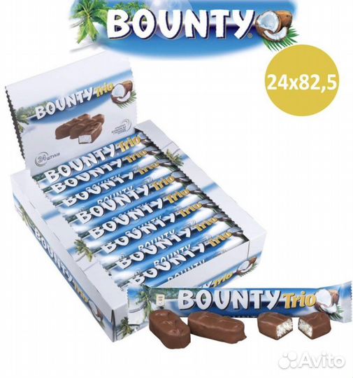 Батончик трио bounty 82,5г