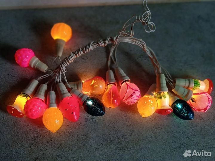 Редкие ёлочные фигурные гирлянды фрукты СССР