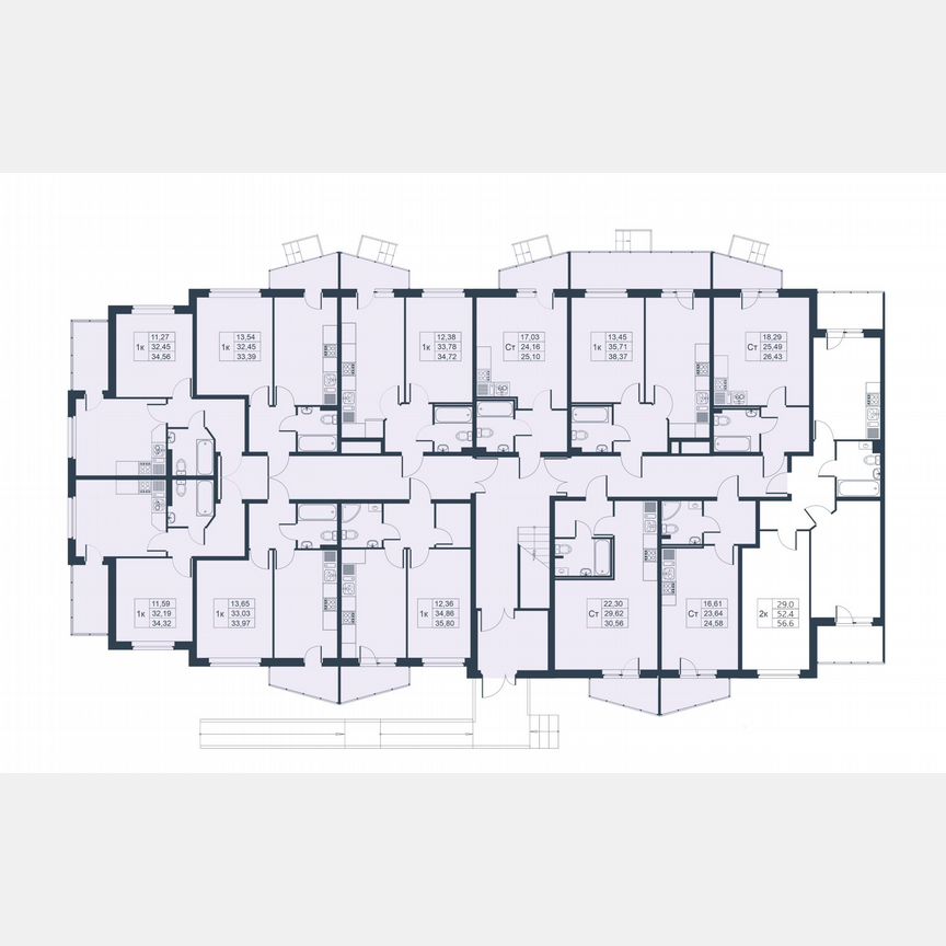 2-к. квартира, 52,4 м², 1/3 эт.