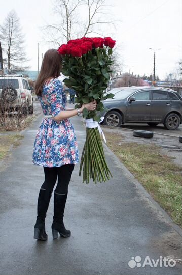 Букет из 55 красных роз 110 см
