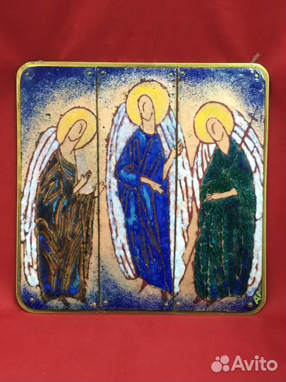 Картина Святая Троица ювелирная эмаль А.Авдеев