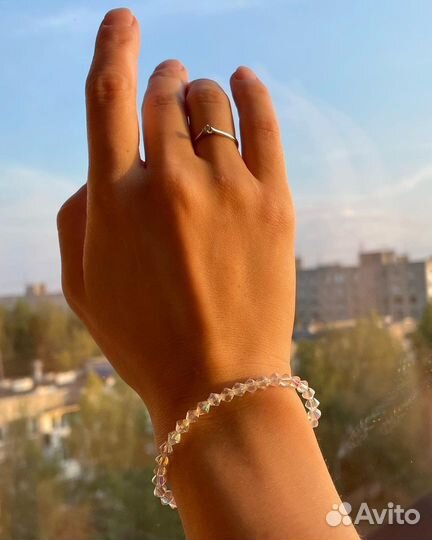 Браслет из натурального камня горный хрусталь