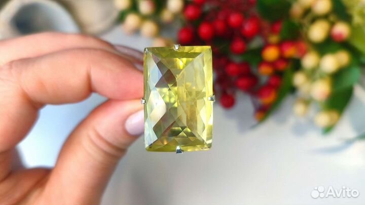 Кольцо лимонный кварц Бразилия, 17,75 р-р, 925