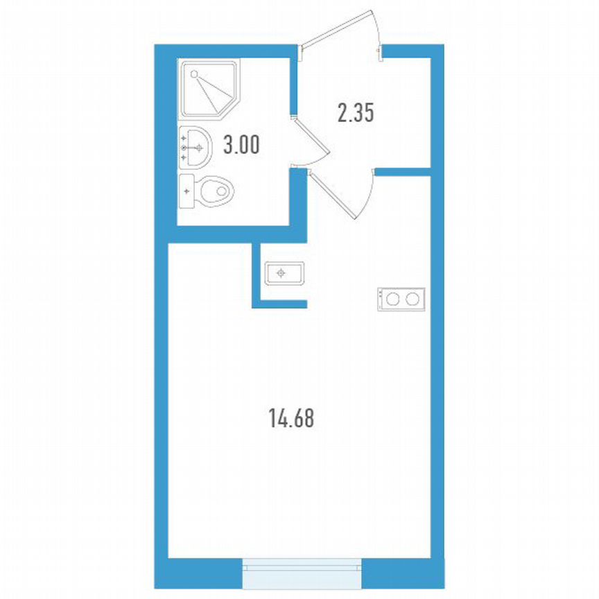 Квартира-студия, 20 м², 2/7 эт.