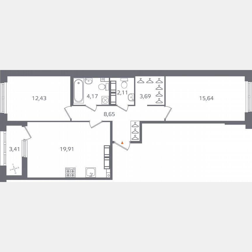 2-к. квартира, 68,3 м², 14/15 эт.