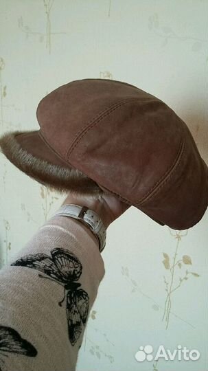 Кепка, натуральная кожа/мех