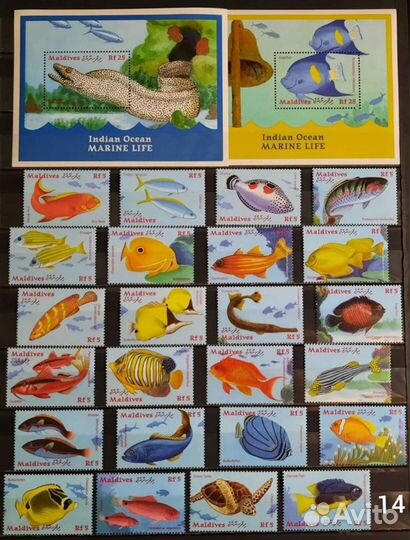 Коллеция марок фауна 60-90х 7 (чистые )