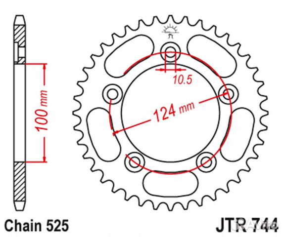 Звезда задняя JT JTR744.36 Ducat 999 R/S