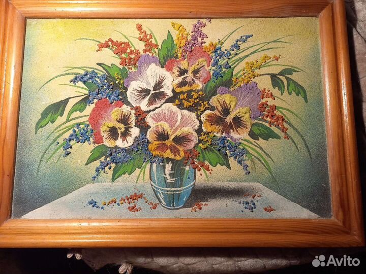 Картина Цветы в вазе Каменная роспись