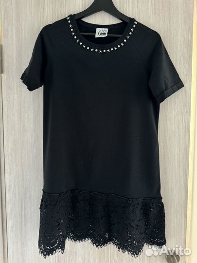 Удлиненная футболка, с кружевом Twinset. Оверсайс