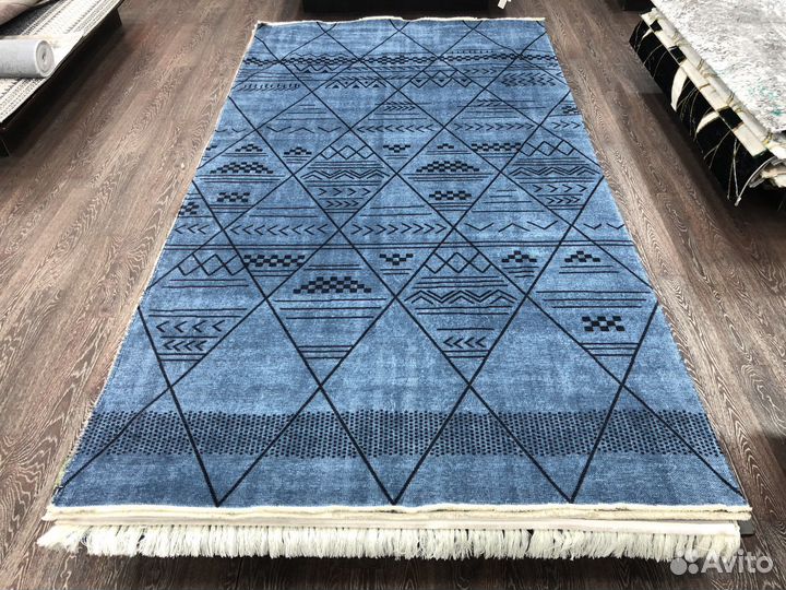 Ковер, гобелен хлопковый 160 х 300 синий