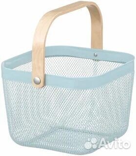 Новая голубая металлическая корзина IKEA risatorp
