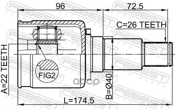 Шрус внутренний правый 22x40x26 (suzuki grand V