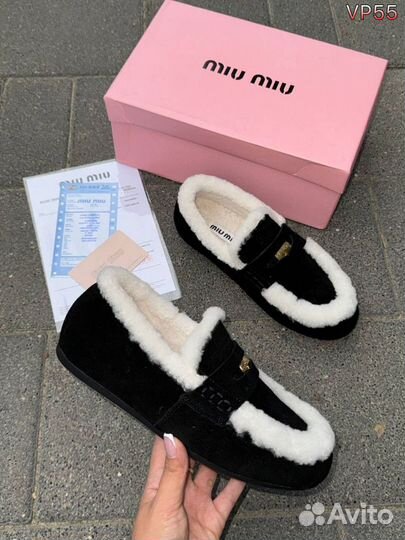 Лоферы макасины зимние Miu Miu