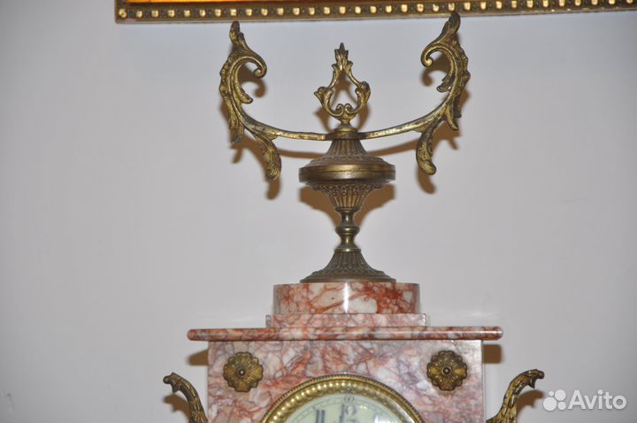 Часы каминные настольные мрамор камень Франция