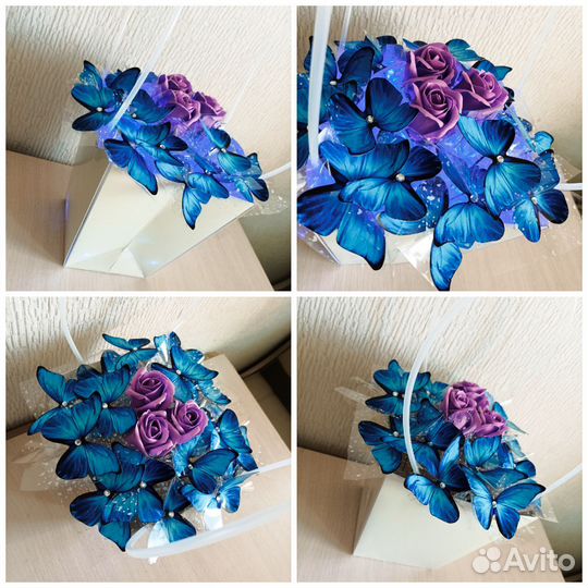 Букет бабочек светящихся-мыльные розы-в наличии