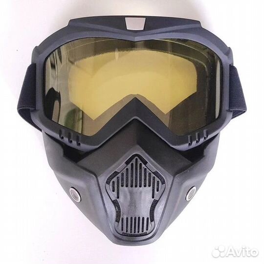 Мото-вело Очки маска, черная с жёлтой линзой
